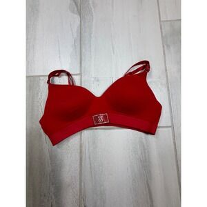 Victoria's Secret Red Wireless Rhinestone Logo Bra 36C 420296-QD4